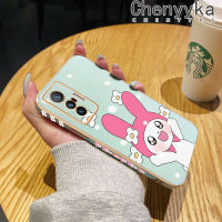 เคส Chenyyka สำหรับ Vivo X70 Pro X80 Pro X90 Pro เคสการ์ตูนกระต่ายทำนองน่ารักหรูหราขอบชุบเคสมือถือกรอบซิลิโคนกันกระแทกปกหลังป้องกันเลนส์กล้อง