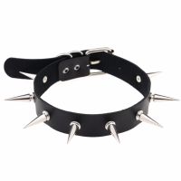 【DT】hot！ Emo Spike Choker Punk Collar Female Men Leather Studded Rivets Chocker Necklace Goth Jewelry Gothic Accessories