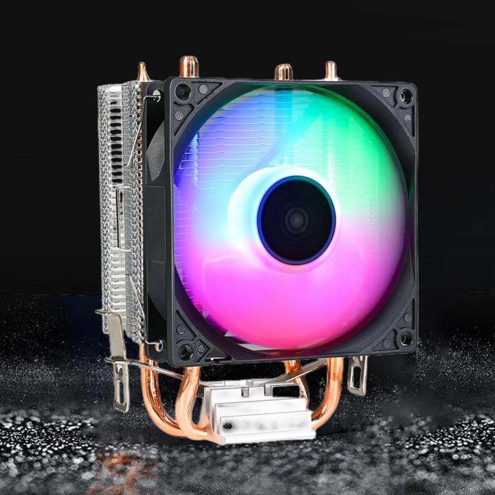 rgb-หม้อน้ำหล่อเย็น-cpu-2ท่อความร้อนซีพียูเย็น9เซนติเมตรพัดลมไฮดรอลิกแบริ่งไฟสีสันสดใสปิดเสียงอุปกรณ์คอมพิวเตอร์สำหรับ-intel-amd