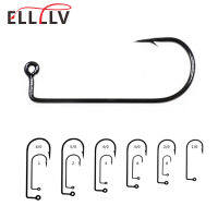 100pcs #8~#60 High Carbon Steel 90 Degree Aberdeen Jig Hook Bent Saltwater Long Shank Soft Worm Hooks