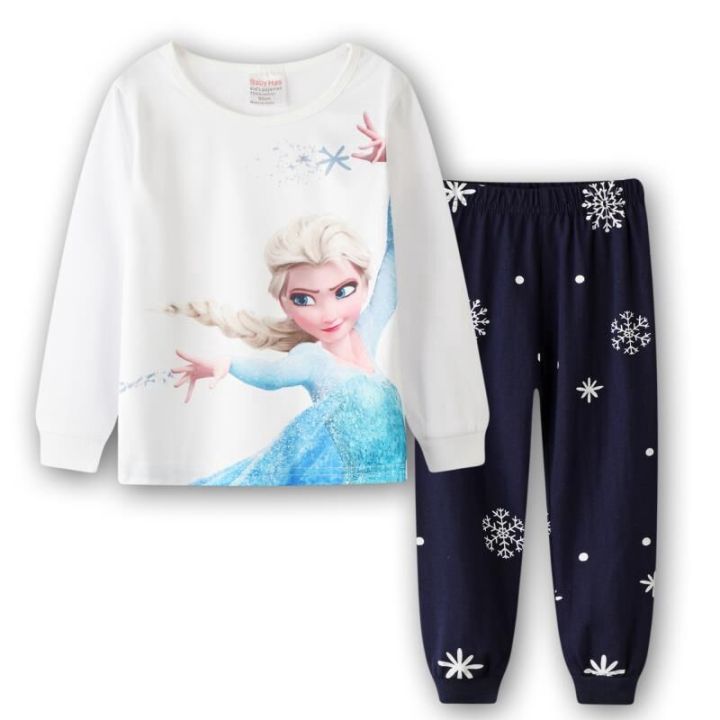 【Candy style】 ชุดนอน เสื้อแขนยาว พิมพ์ลายเจ้าหญิงเอลซ่า และกางเกงขายาว สำหรับเด็ก 73CX-2328