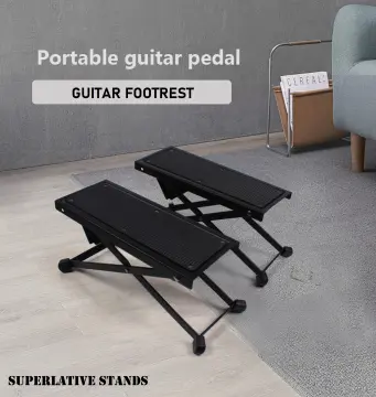 Guitar Foot Rest Folding Metal Guitar Foot Rest Stage Anti-slip Stand 4  Adjustable Height Levels for Guitarist Black