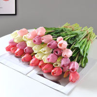 【cw】New Silicone Tulip Artificial Flower Real Touch 5PcsBouquet 46CM Luxury Home Decorative Living Room Deco Flores Fake Plant ！