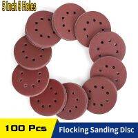 5 Inch 125MM 8 Hole Hook and Loop Flocking Sanding Discs Assorted Grits Sandpaper For Power Random Orbital Sander Power Sanders