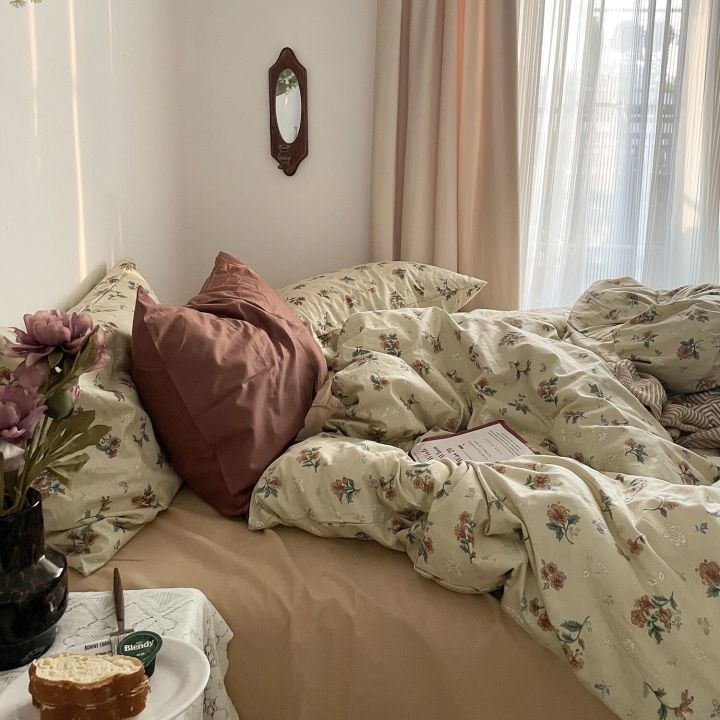 หน้าโฮมเพจเพิ่มเติม-100-เตียงฝ้ายบริสุทธิ์-สิ่งทอในบ้าน-ดอกไม้ย้อนยุค-ปลอกหมอนหรู-ผ้าปูที่นอน-ผ้าห่มนวม-เตียงคู่-ใหญ่-เดี่ยว