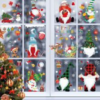 Glass Gnome Sticker Stickers Christmas Window Post Decorations Lovely 9pcs Stronger Adhesive Reusable Santa Claus Pattern Decals