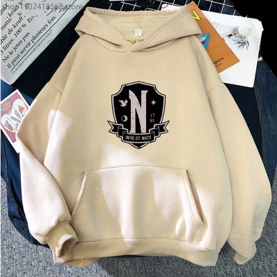 Anime Wednesday Addams Hoodies Cute Cartoon Sweatshirts Personal Casual Streetwear Long-sleeved Comic Warm Clothes for Men Size XS-4XL