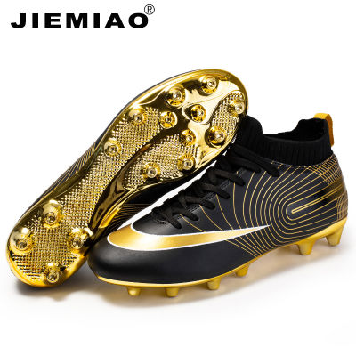 JIEMIAO Men High Ankle Soccer Shoes Kids Football Cleats Couple Sneakers Antiskid Chaussure Football Shoes Outdoor Football Boot