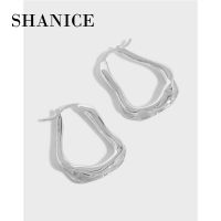 SHANICE S925 Sterling Silver Stud Earrings for Women France Simple irregular waves Twisted Bride Jewelry Gifts Cool Punk