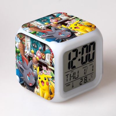 【✆New✆】 gefengjuan นาฬิกาปลุก Led ดิจิตอลโปเกมอนกระเป๋าเด็กสติกเกอร์3d การ์ตูนน่ารักนาฬิกาตั้งโต๊ะอิเล็กทรอนิกส์อเนกประสงค์สำหรับเด็ก