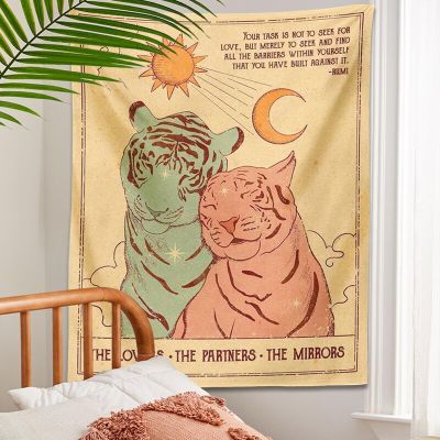 Tarot sun moon Tapestry Wall Hanging Tiger Vintage the loves partners mirrors Decoration Hippie Mattress Dorm Room Decor gift