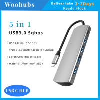 [COD]Woohubs ยี่ห้อ USB 3.0ฮับ Type-C พร้อมพอร์ต HDMI 5Gbps (USB 3.0X4 + ไมโคร USB) ฮับพอร์ตหลายพอร์ตชนิด C ช่องเสียบ USB 3.0 Type C เป็น HDMI