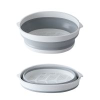 50LB Double Layer 2-in-1 Collapsible Colanders Round Foldable Drain Basket Silicone