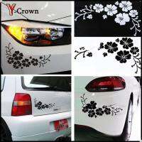 Y-Crown สติกเกอร์ติดรถยนต์ลายดอกไม้,1/2ชิ้นสติกเกอร์ติดคิ้วไฟหน้าสติ๊กเกอร์พูลฟลาวเวอร์รูป Selimut Mobil สติ๊กเกอร์สติกเกอร์สะท้อนแสงดอกไม้