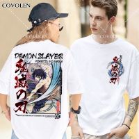2023 NEWPopular Demon Slayer Anime Graphic Tee Oversize Unisex เสื้อยืดสีขาว Streetwear สีขาว Giyu Zenitsu