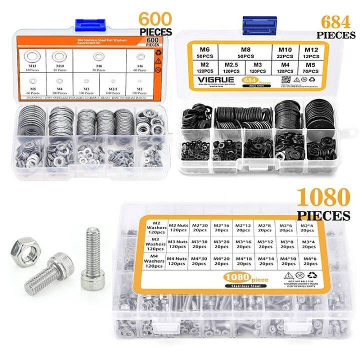 1080Pcs Stainless Steel Screws Hexagon Socket Round Head Screws Round