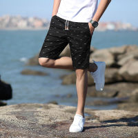 lawrenceblack  Fashion Shorts Men New mens summer elastic tethered shorts mid pants summer cotton print shorts