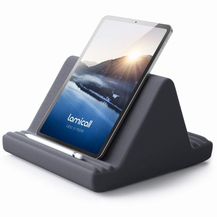 tablet-pillow-stand-pillow-soft-pad-for-lap-lamicall-tablet-holder-dock-for-bed-with-6-viewing-angles-compatible-with-ipad-pro-9-7-10-5-12-9-air-mini-4-3-kindle-galaxy-tab-e-reader-dark-gray