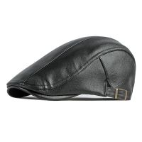 Berretto Da Newsboy In Ecopelle Da Uomo Cappello Da Berretto ในหนัง PU Per Uomo Cappello A Spina Di Pesce Retròbritannico Cappellini Con Visiera Solida Visiatta