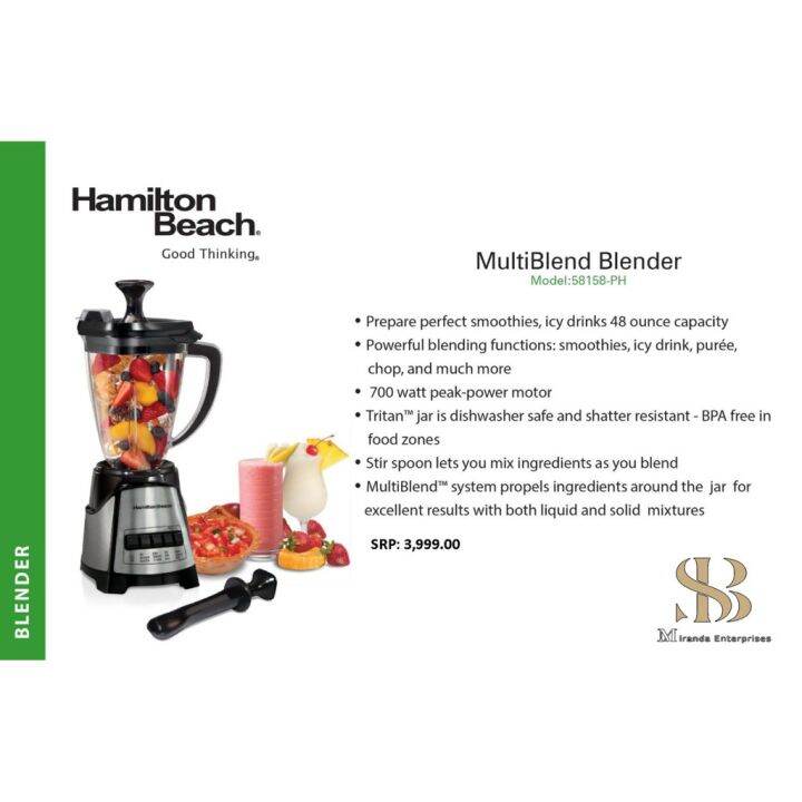HAMILTON BEACH Beach Multiblend Blender Lazada PH