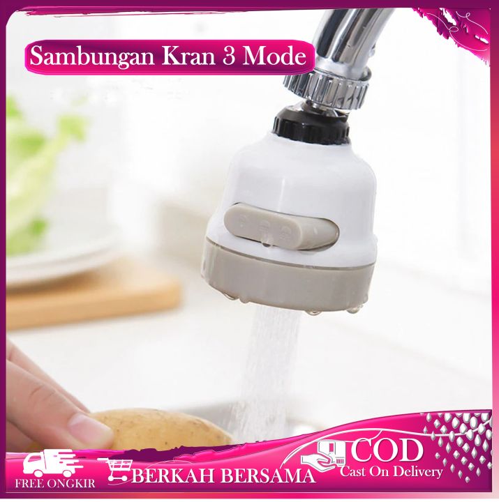 Sambungan Kran Air 3 Mode Turbo Faucet Sprayer 360 Rotasi Sambungan Kran Hemat Air 7517