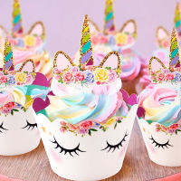 Rainbow Unicorn Cupcake Wrappers เค้ก Topper วันเกิดเค้กตกแต่งเครื่องมือ Baby Shower เทศกาล Unicorn Party Supplies