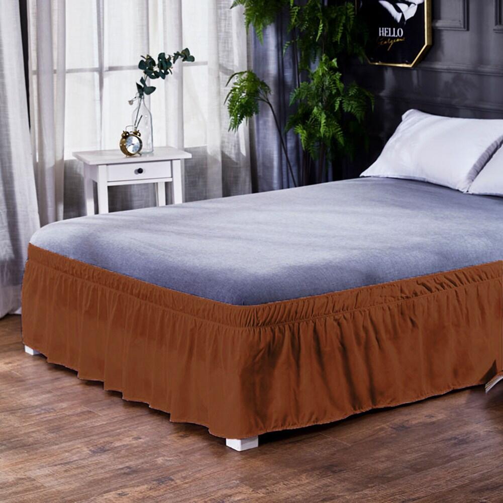 Elastic Bed Skirt Dust Ruffle Wrap Around Bedspread Covers Twin Full Queen King 