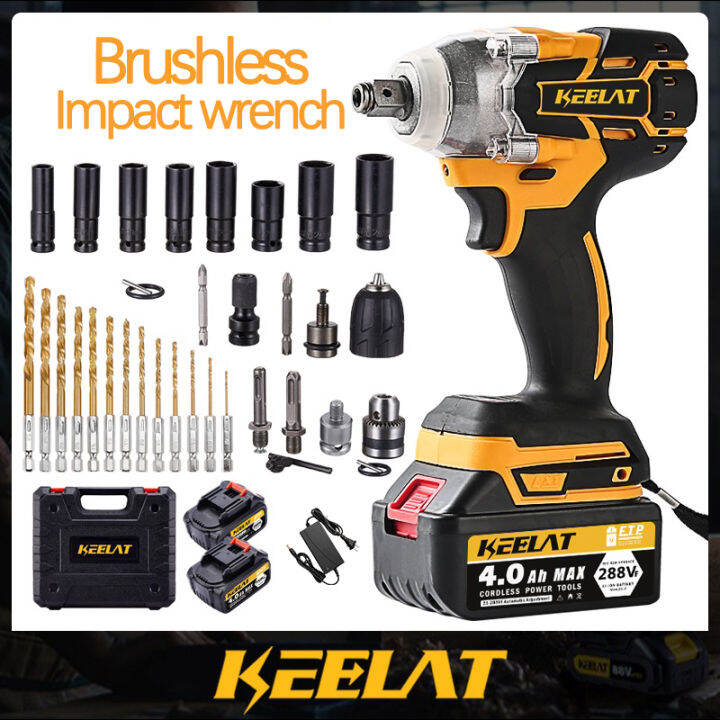 KEELAT 420N.M Cordless Impact Wrench Brushless Motor Wrench Drill
