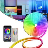 RGB LED แสงนีออนแถบที่มีความยืดหยุ่นกันน้ำซิลิโคนไฟ10เมตร108Leds กับ App ห้องควบคุมระยะไกลแสงไฟตกแต่ง