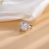 {BUSA Fashion Accessories} GEEZENCA แหวนไข่มุกคู่925เงินสเตอร์ลิงผู้หญิง39; S แหวนสไตล์เกาหลีเรียบง่ายปรับได้2022ของขวัญเทรนด์ใหม่