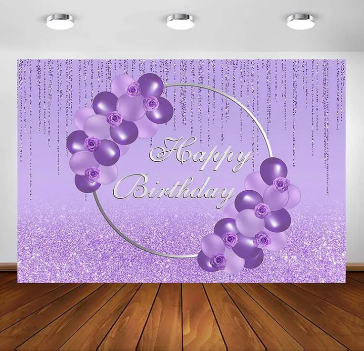 Silver Purple Birthday Backdrop for Girls Women Party Photoshoot Silver  Ring Happy Birthday Photography Background Purple Glitter Dots Birthday  Party Decoration Banner | Lazada PH