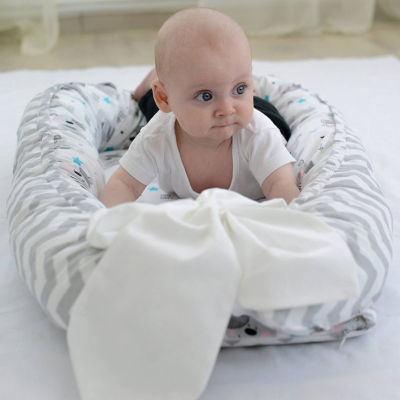 Nest with Pillow Portable Crib Cotton Cradle for Newborn Baby Bed