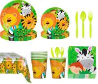 8Pc สัตว์ป่า Party Tableware Jungle Safari Birthday Party Decor Woodland Creature สัตว์ป่า Forest Party