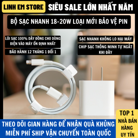 Bộ sạc nhanh cổng lighting sạc nhanh 20w loại mới chất lượng tốt, siêu bền - ảnh sản phẩm 1