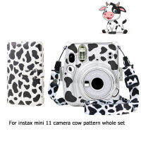 For Instax Mini 11 Camera Transparent Crystal Case Bag + Cow Pattern Strap + Cow Case Bag Stickers + 96 Pockets Photo Album