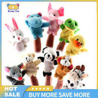 Boneka Jari Tangan รูปสัตว์การ์ตูนสำหรับเด็กตุ๊กตายัดนุ่นพ่อแม่-เด็กของเล่นตุ๊กตานุ่มแบบโต้ตอบ10ชิ้น