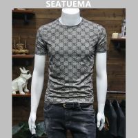 SEATUEMA เสื้อยืดผู้ชายโลโก้แบรนด์ยอดนิยมเสื้อผ้าฤดูร้อนแฟชั่นผ้าฝ้ายรอบคอเสื้อผ้าแขนสั้น