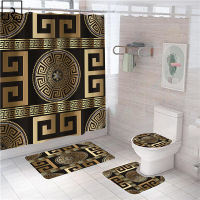 Luxury Geometric Shower Curtain Fashion Polyester Bathroom Partition Gold Black Bathtub Screen Bath Rugs Toilet Cover Home Decor.