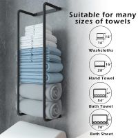 ❧♞∋ Towel Holder Wall Mount Self-adhesive Black Towel Rack Without Drilling Wall Mount Modern Bathroom Stainless Steel Material