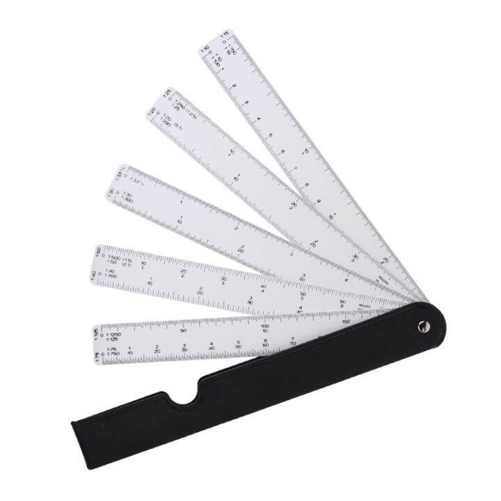 Plastic Scale Ruler Folding Engineering Scale Ruler Multi Ratio Measure ...