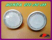 HONDA C70 C50 C65 CIRCLE "WHITE" REFLECTOR for FRONT FORK TUBE SET PAIR // ทับทิมตะเกียบหน้า วงกลม  สีขาว (2 ชิ้น)  อลูมิเนียม สินค้าคุณภาพดี