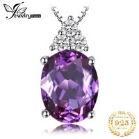 JewelryPalace Oval Purple Created Alexandrite Sapphire 925 Sterling Silver Pendant Necklace Gemstone Statement Necklace No Chain