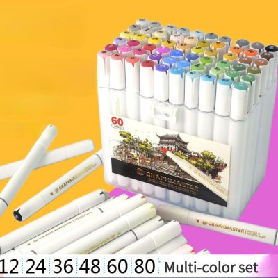 Star 48-color Double-headed Marker Pen Childrens Painting Pen Oily Student Watercolor Pen Alcohol Marker Set Plumones