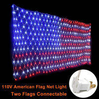 American Large USA Flag Net Light Flag Outdoor Waterproof Hanging for Yard Garden Decor Festival Holiday Party Christmas D30