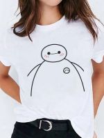 น่ารัก Baymax พิมพ์ผู้หญิงเสื้อยืด Disney Big Hero 6 Series กราฟิก Minimalist ขายร้อนหญิง T เสื้อ All-Match basic Lady Tees S-5XL