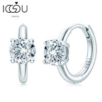 IOGOU 925 Sterling Silver Round Cut 5mm(0.5ct) Four Claw Moissanite Hoop Earrings Women Girls Gift With GRA Certificate