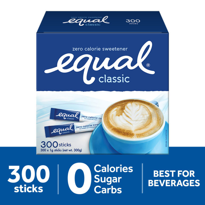 EQUAL Classic 1 Box x 300 Sticks, 0 Calorie Sweetener Sticks, Sugar ...