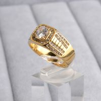 High Stainless Steel Men 39;S Cubic Zirconia Gold Plating Domineering Wedding Ring Wholesale Drop Shipping