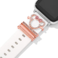 Loreta 1ชุดการตกแต่งสำหรับสายคาด Apple Watch การตกแต่งที่มีเสน่ห์เฮลโลคิตตี้การ์ตูนสายนาฬิกาอเนกประสงค์ฝังเพชรเครื่องประดับหัวเข็มขัดตกแต่งอุปกรณ์สายรัดซิลิโคน