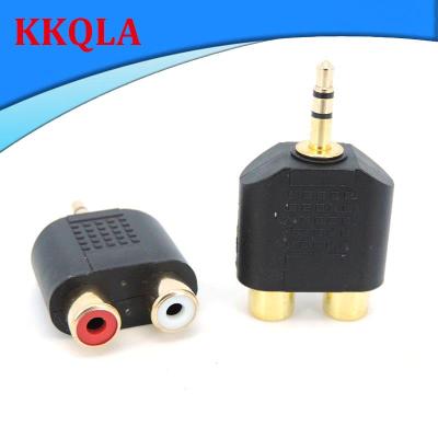 QKKQLA Gold plated 3.5mm AUX male to 2 RCA Female Audio Adapter Splitter Connector 3pole Stereo for pc Speaker Earphone Headphone
